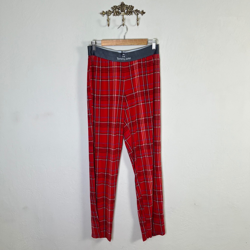 Tommy John Pajama Pants Second Skin Sleep Pant Womens Size Large Red Plaid Modal
